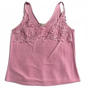 Pink Lace Applique Detail Women's Fairycore Camisole Tank Top XL